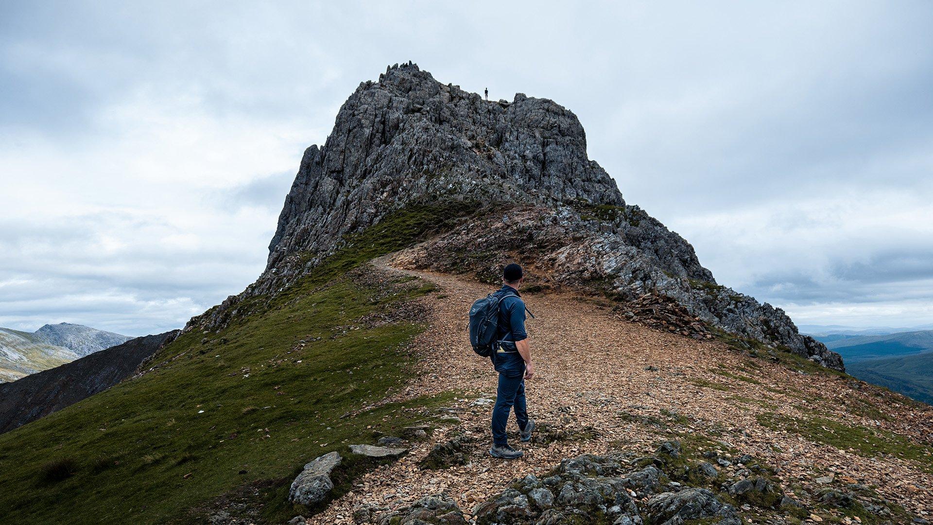 Alex from Scramble this UK taking on Crib Goch in Snowdonia, Wales