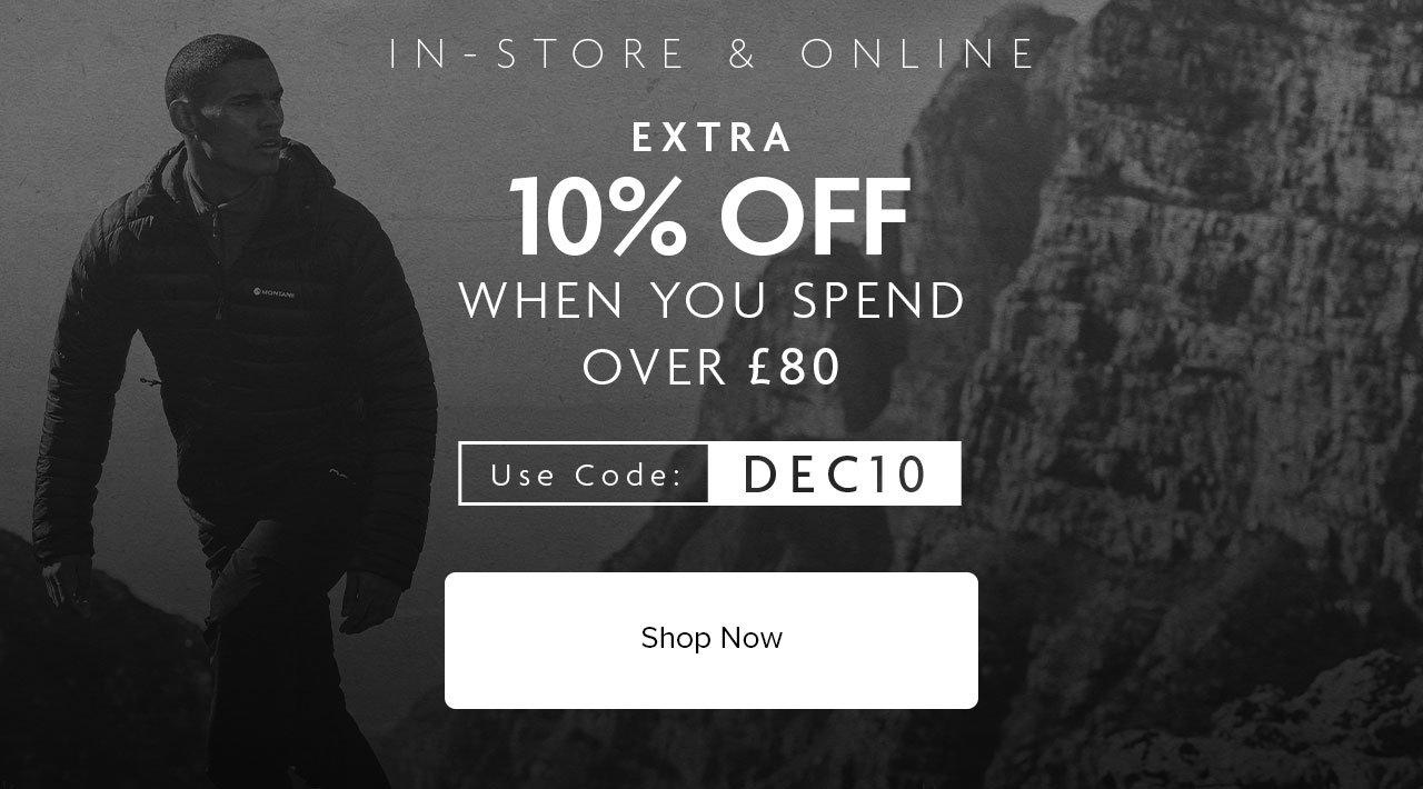Extra 10% Off All Orders Over 80 or more With Code: DEC10