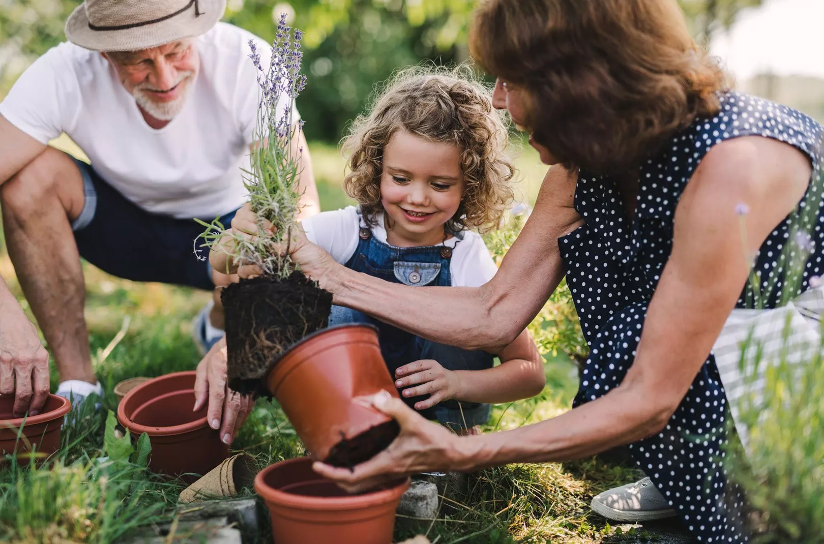 family gardening together
