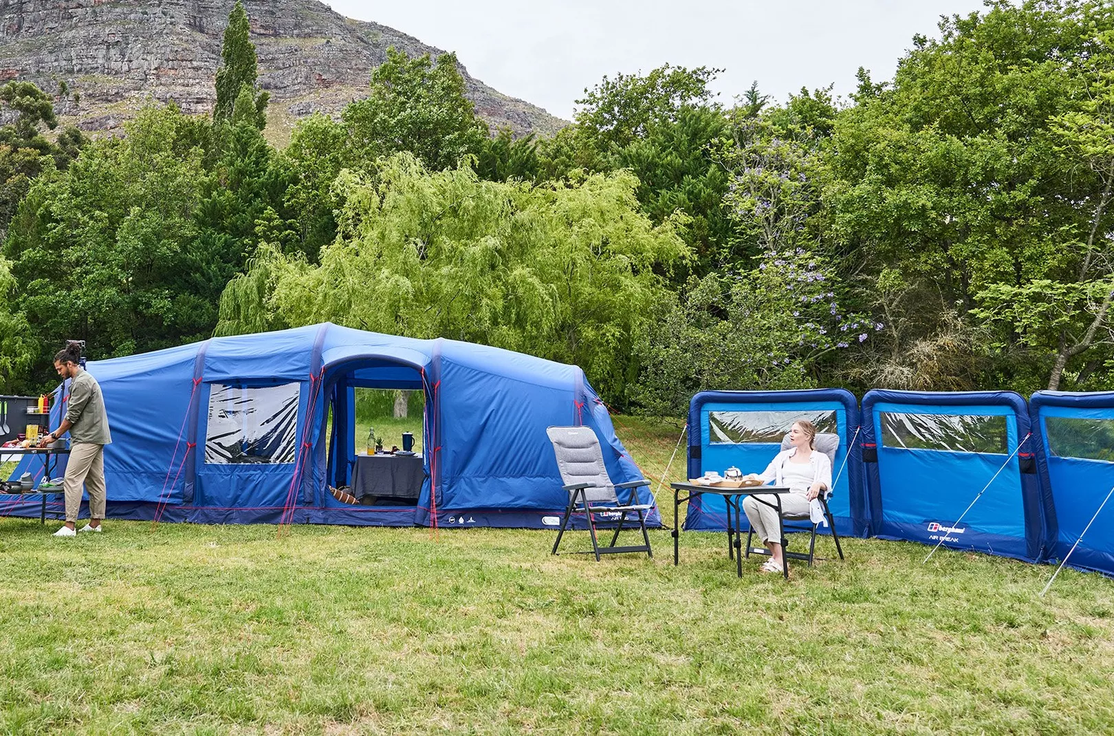 Couple sat outside of Air 800 tent