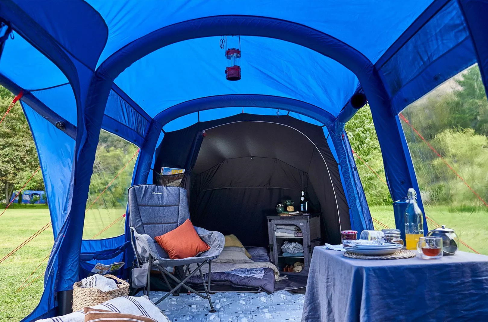 Inside of air tent with furniture