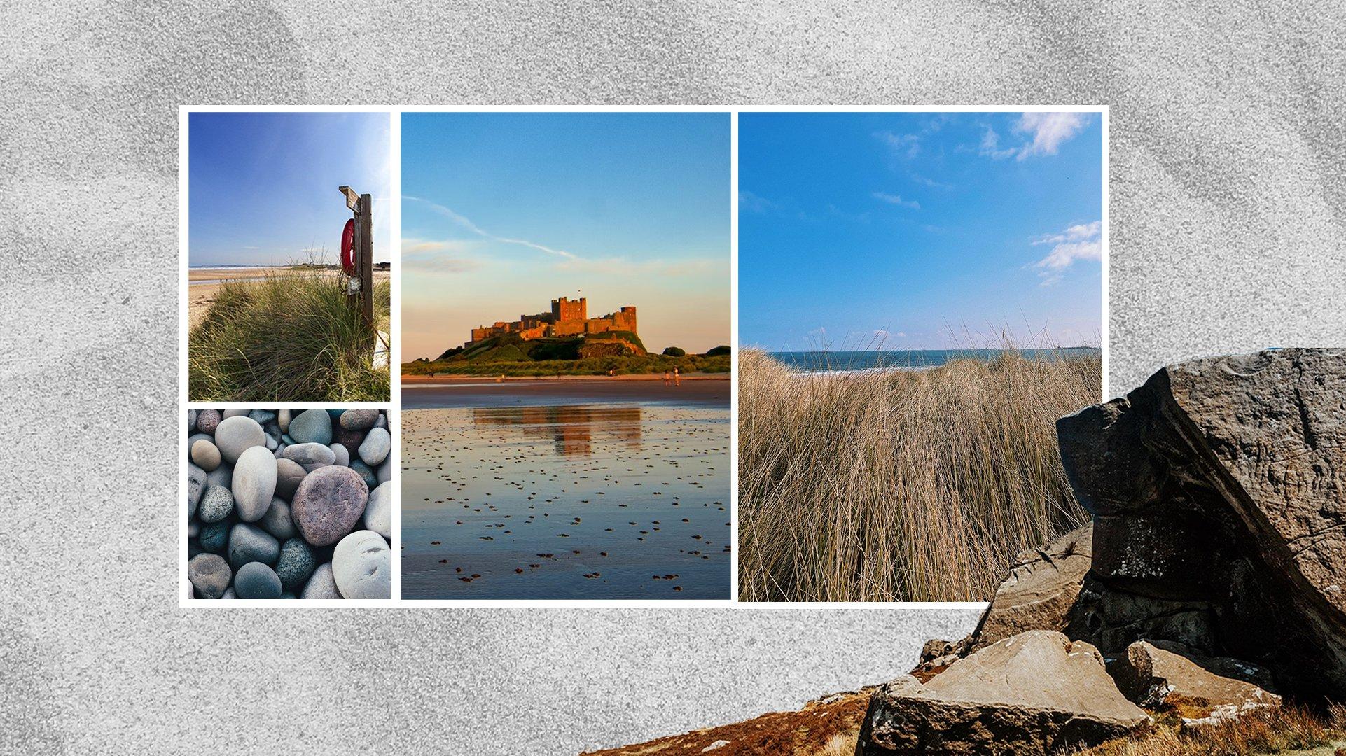 A selection of photos of a walking trail in Bamburgh and Seahouses in Northumberland