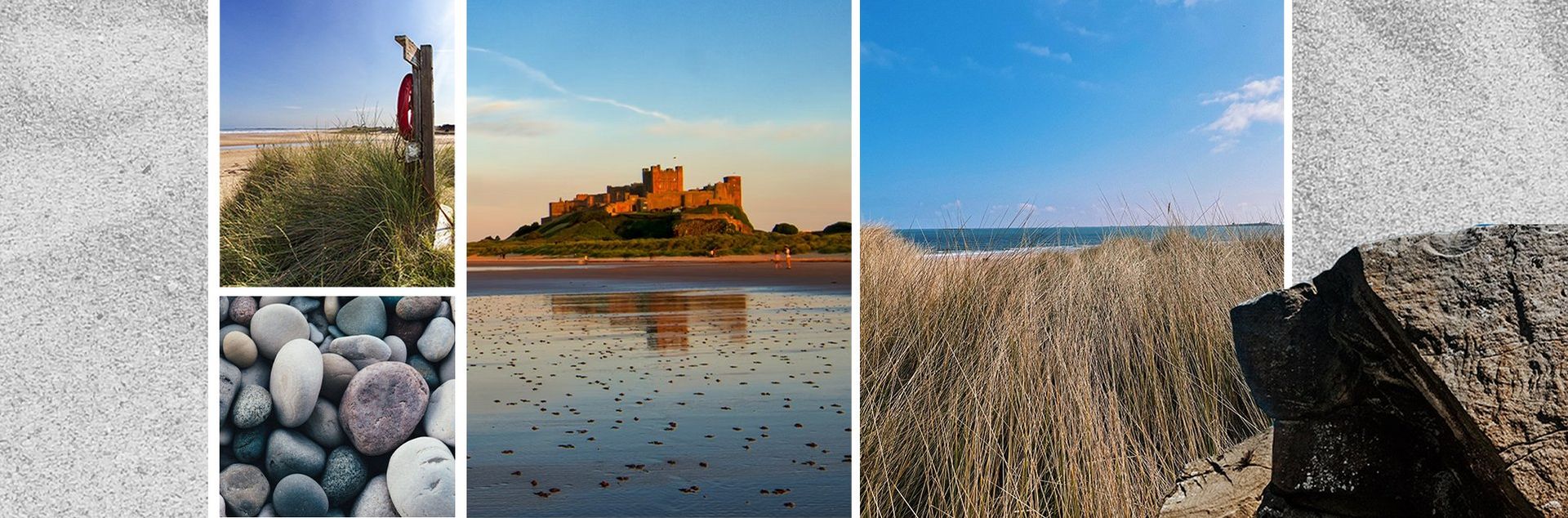 A selection of photos of a walking trail in Bamburgh and Seahouses in Northumberland