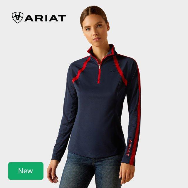 Ariat Womens Sunstopper 3.0 1/4 Zip Base Layer Navy/Red