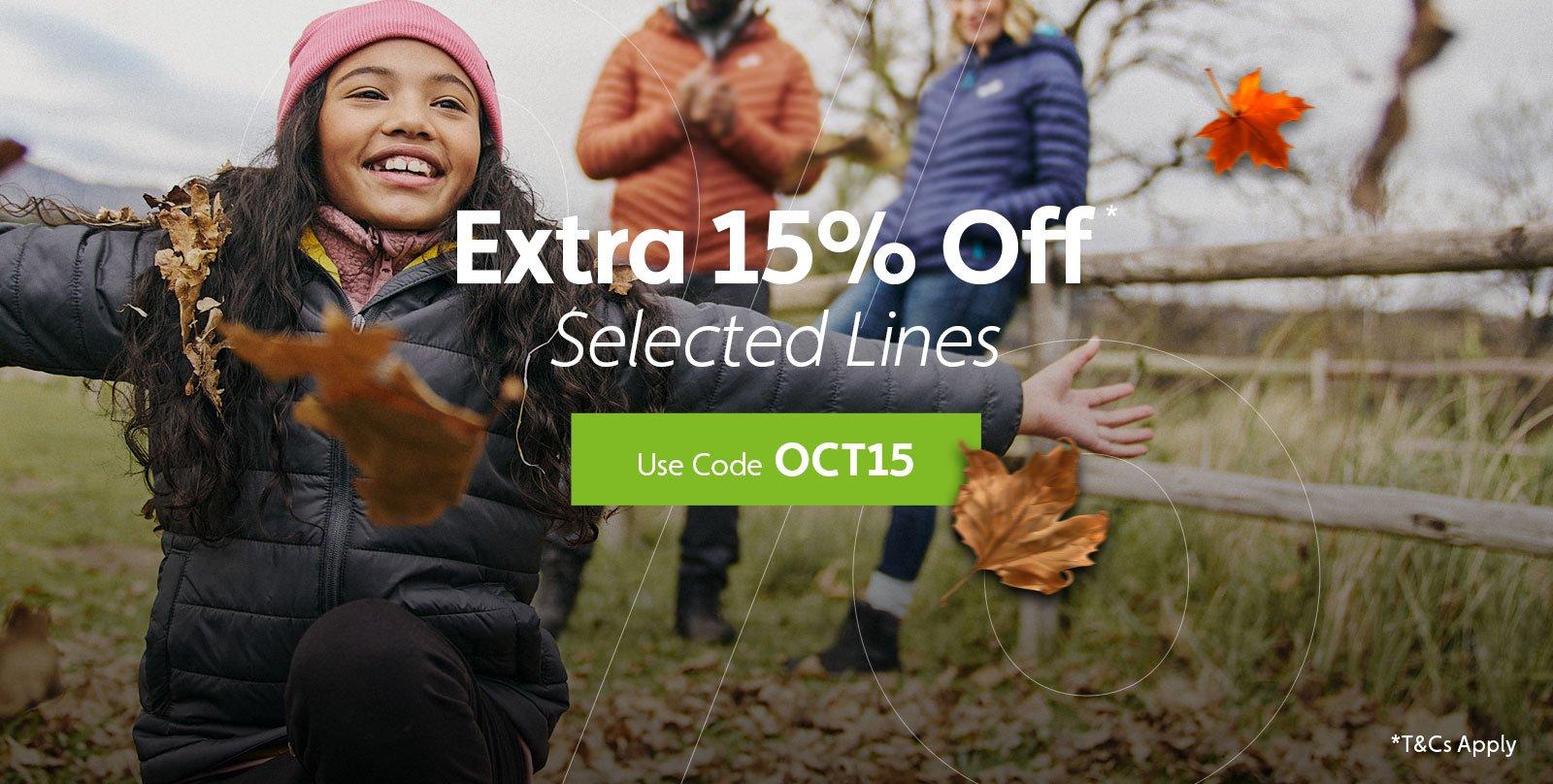 Extra 15% OFF* Selected Lines – Use Code OCT15