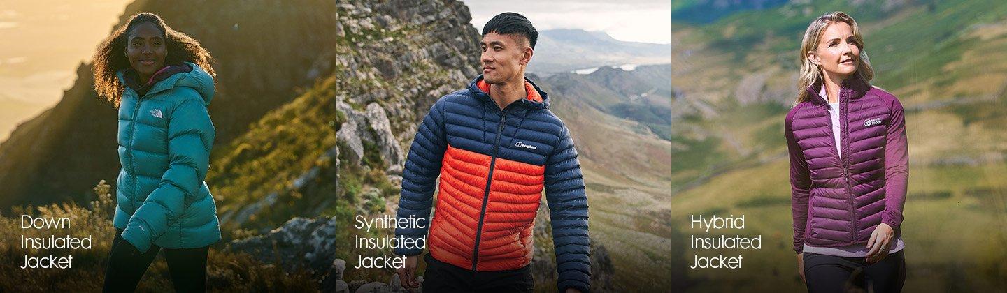 Examples of three types of down jackets