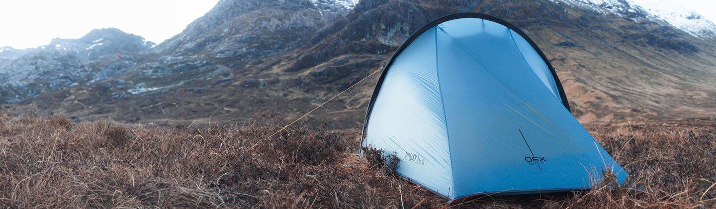 A tent pitched in the mountains