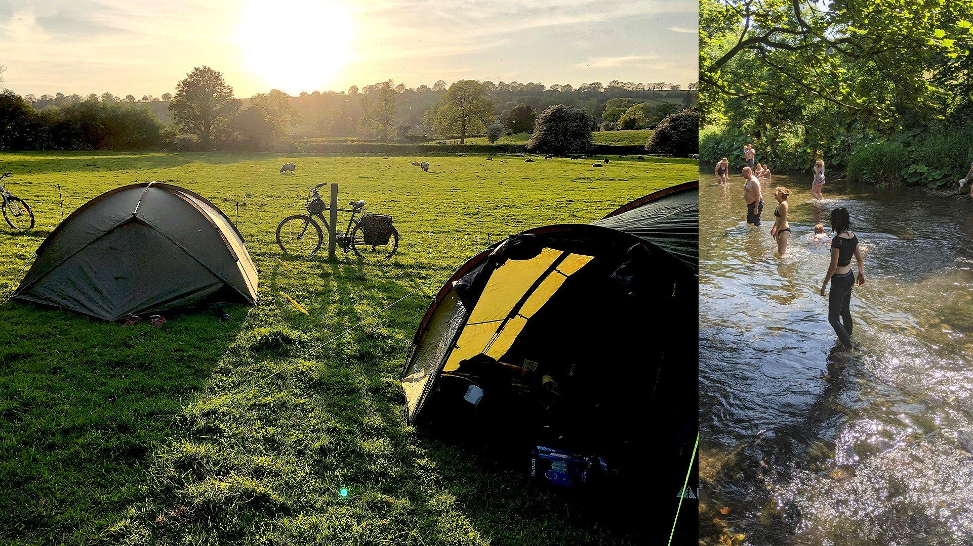 a tent pitched at Alder Carr Farm in Derbyshire