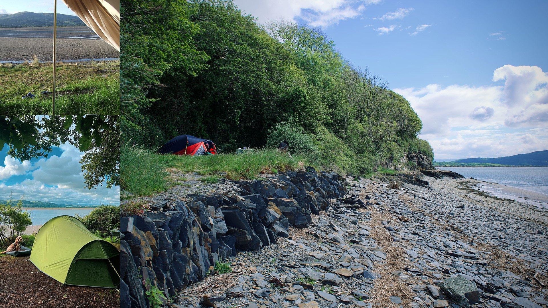 a tent pitched at smugglers cove campsite in Snowdonia