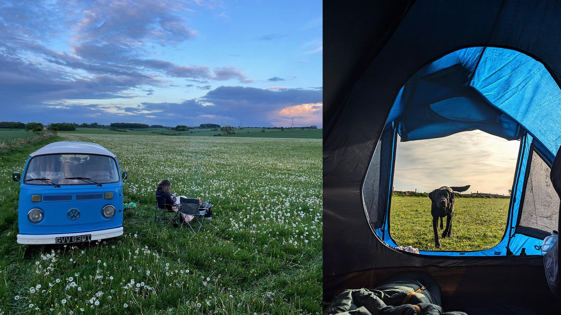 a tent pitched at Wild Camping in the Cotswolds in Gloucestershire