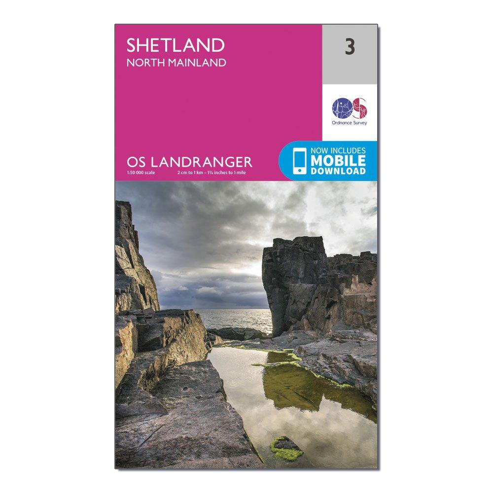 Image of Ordnance Survey Landranger 3 Shetland North Mainland Map With Digital Version - Pink, Pink