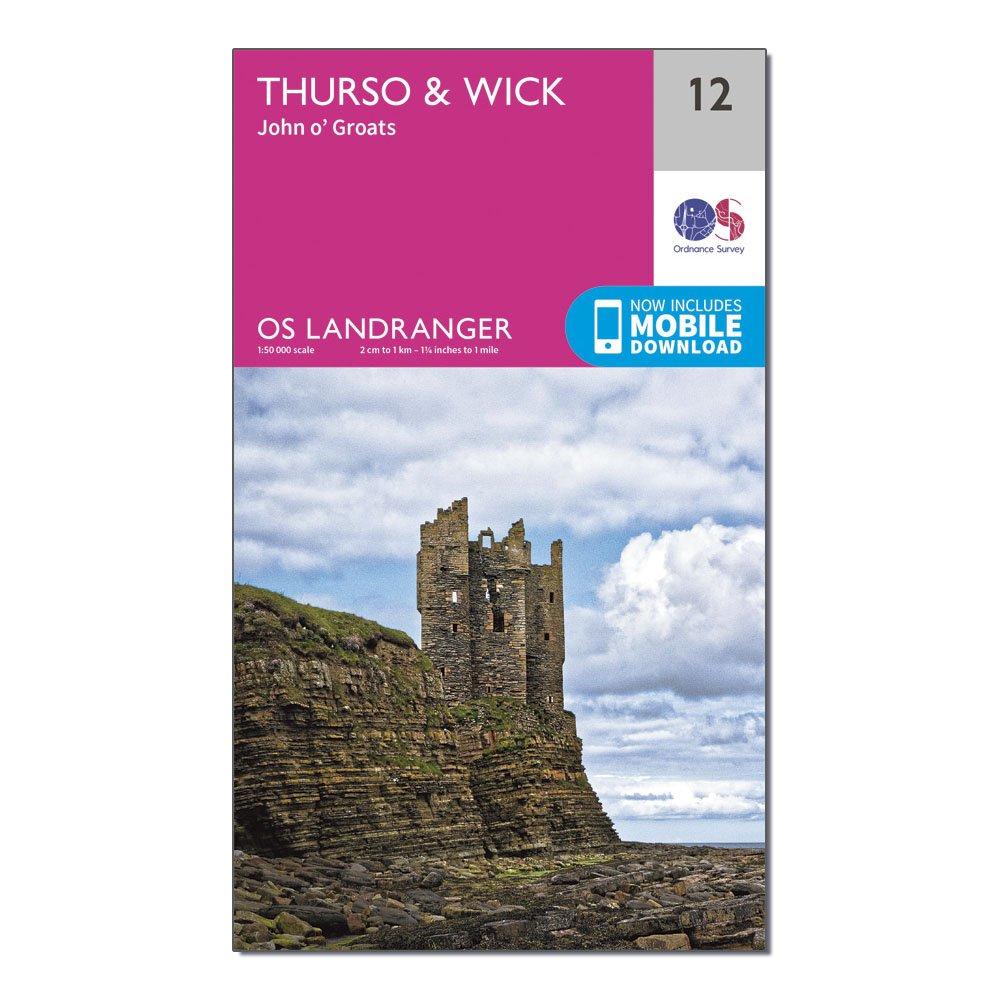 Image of Ordnance Survey Landranger 12 Thurso & Wick Map - Pink, Pink