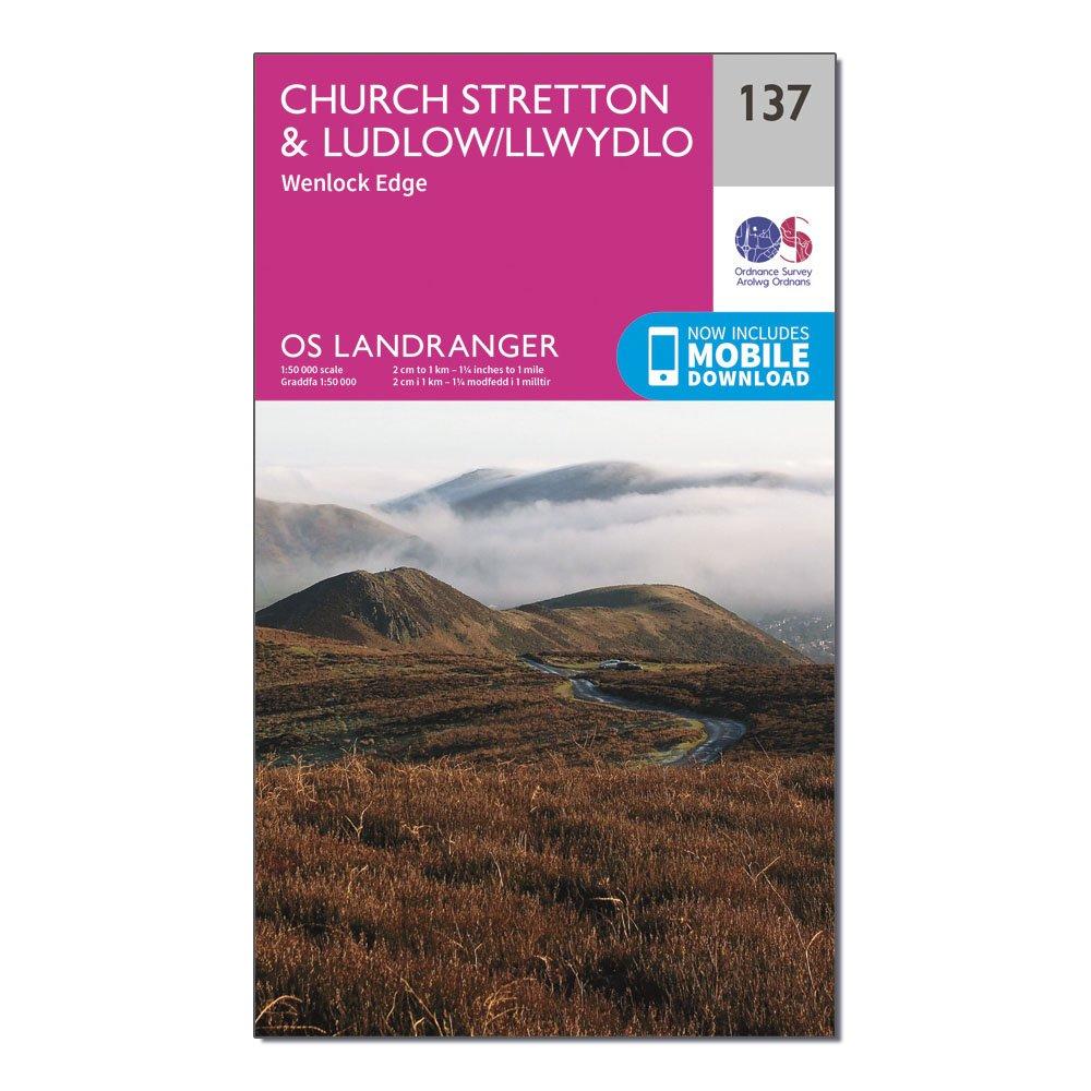 Image of Ordnance Survey Landranger 137 Ludlow & Church Stretton, Wenlock Edge Map With Digital Version - Pink, Pink