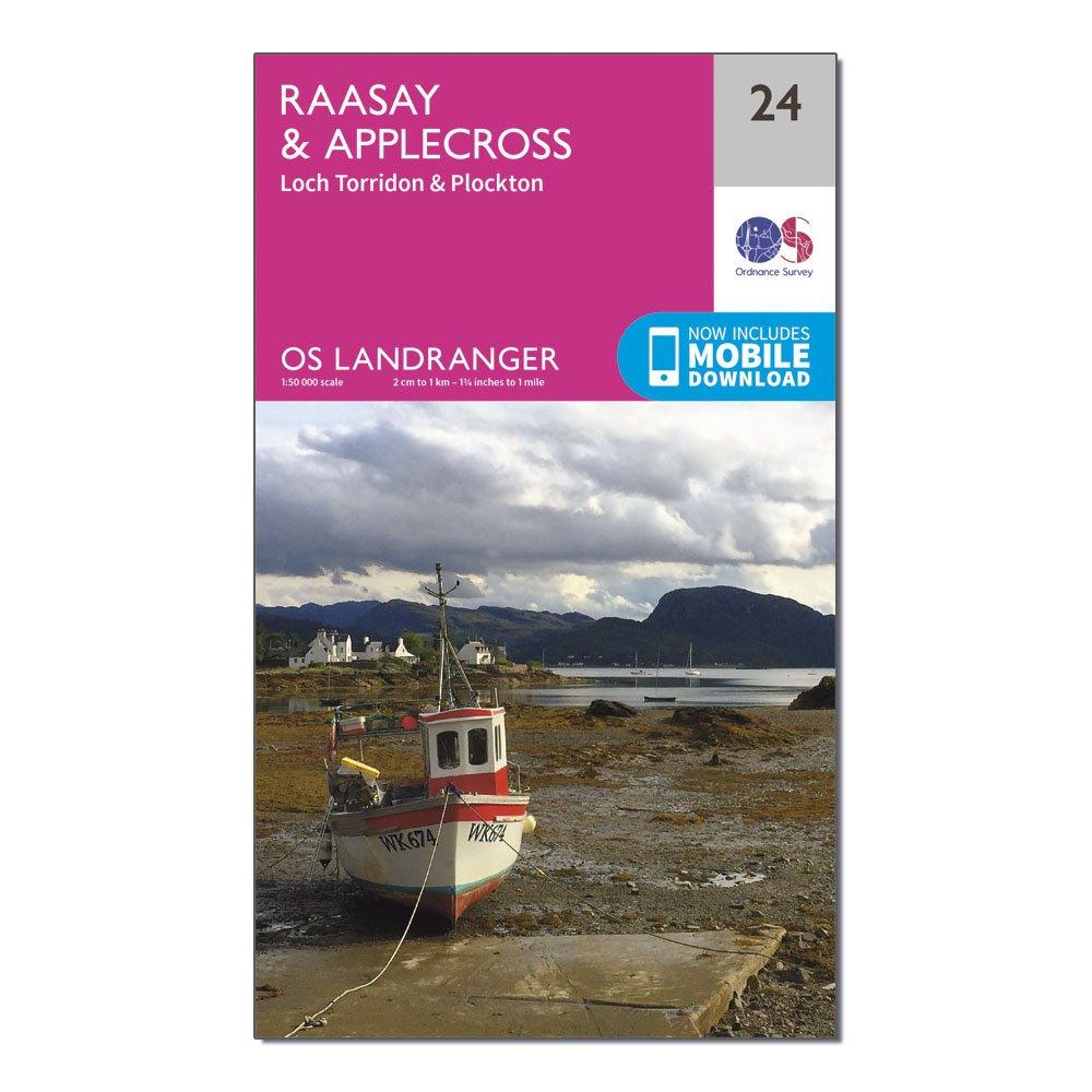 Image of Ordnance Survey Landranger 24 Raasay & Applecross, Loch Torridon & Plockton Map With Digital Version - Pink, Pink