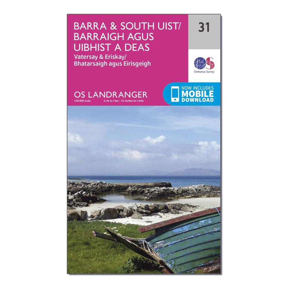 Image of Ordnance Survey Landranger 31 Barra & South Uist, Vatersay & Eriskay Map With Digital Version - Pink, Pink