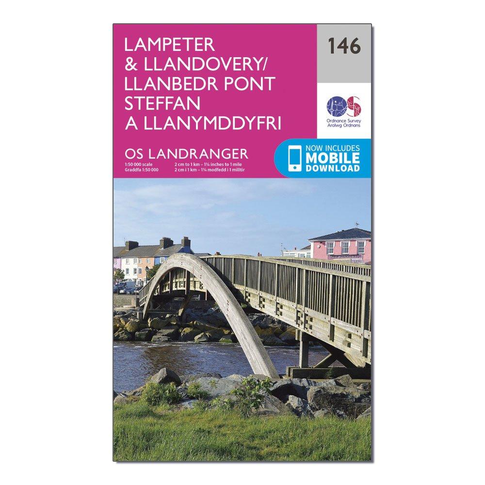 Image of Ordnance Survey Landranger 146 Lampeter & Llandovery Map With Digital Version - Pink, Pink