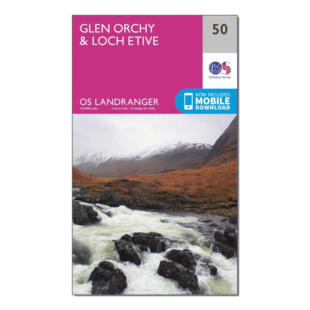 Image of Ordnance Survey Landranger 50 Glen Orchy & Loch Etive Map With Digital Version - Pink, Pink