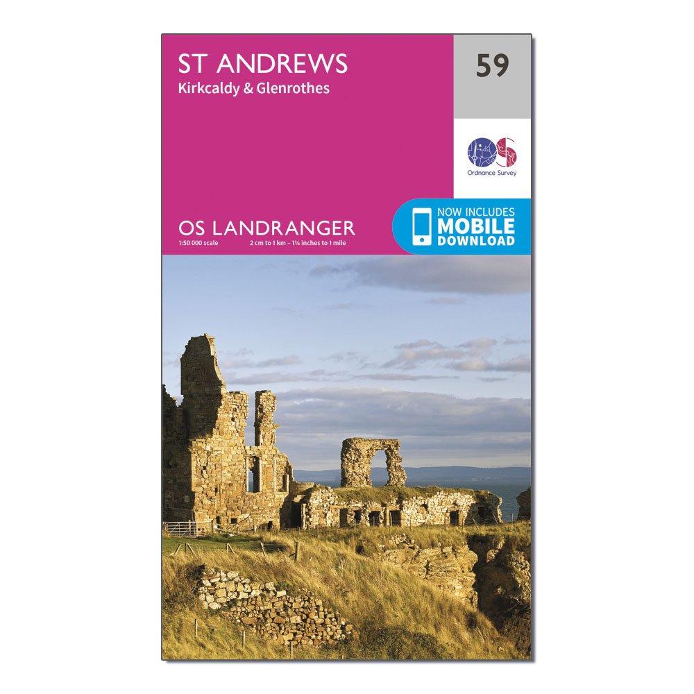 Landranger 59 St Andrews, Kirkcaldy & Glenrothes Map With Digital Version, Pink