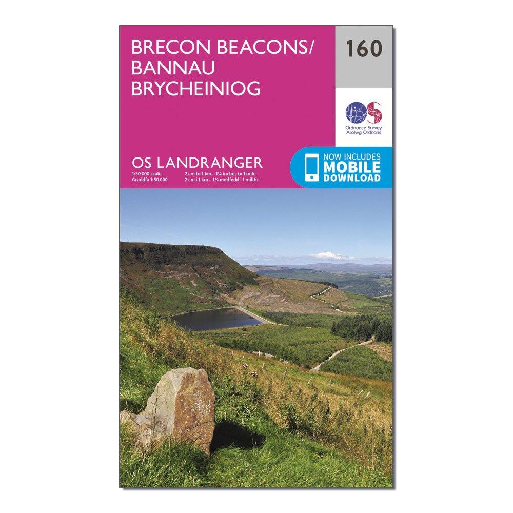Image of Ordnance Survey Landranger 160 Brecon Beacons Map With Digital Version - Pink, Pink
