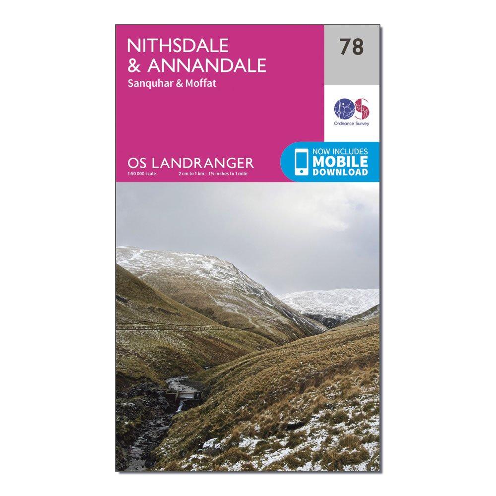 Image of Ordnance Survey Landranger 78 Nithsdale & Annandale, Sanquhar & Moffat Map With Digital Version - Pink, Pink