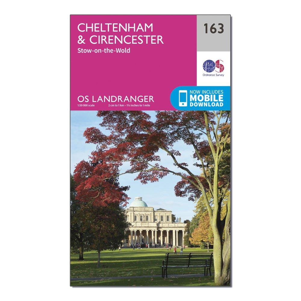 Image of Ordnance Survey Landranger 163 Cheltenham & Cirencester, Stow-On-The-Wold Map With Digital Version - Pink, Pink