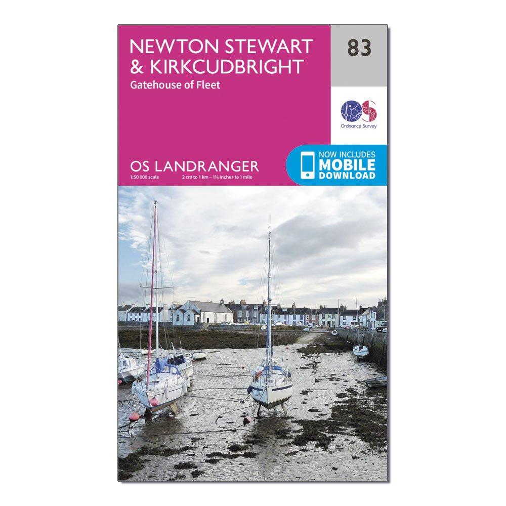 Image of Ordnance Survey Landranger 83 Newton Stewart & Kirkcudbright, Gatehouse Of Fleet Map With Digital Version - Pink, Pink