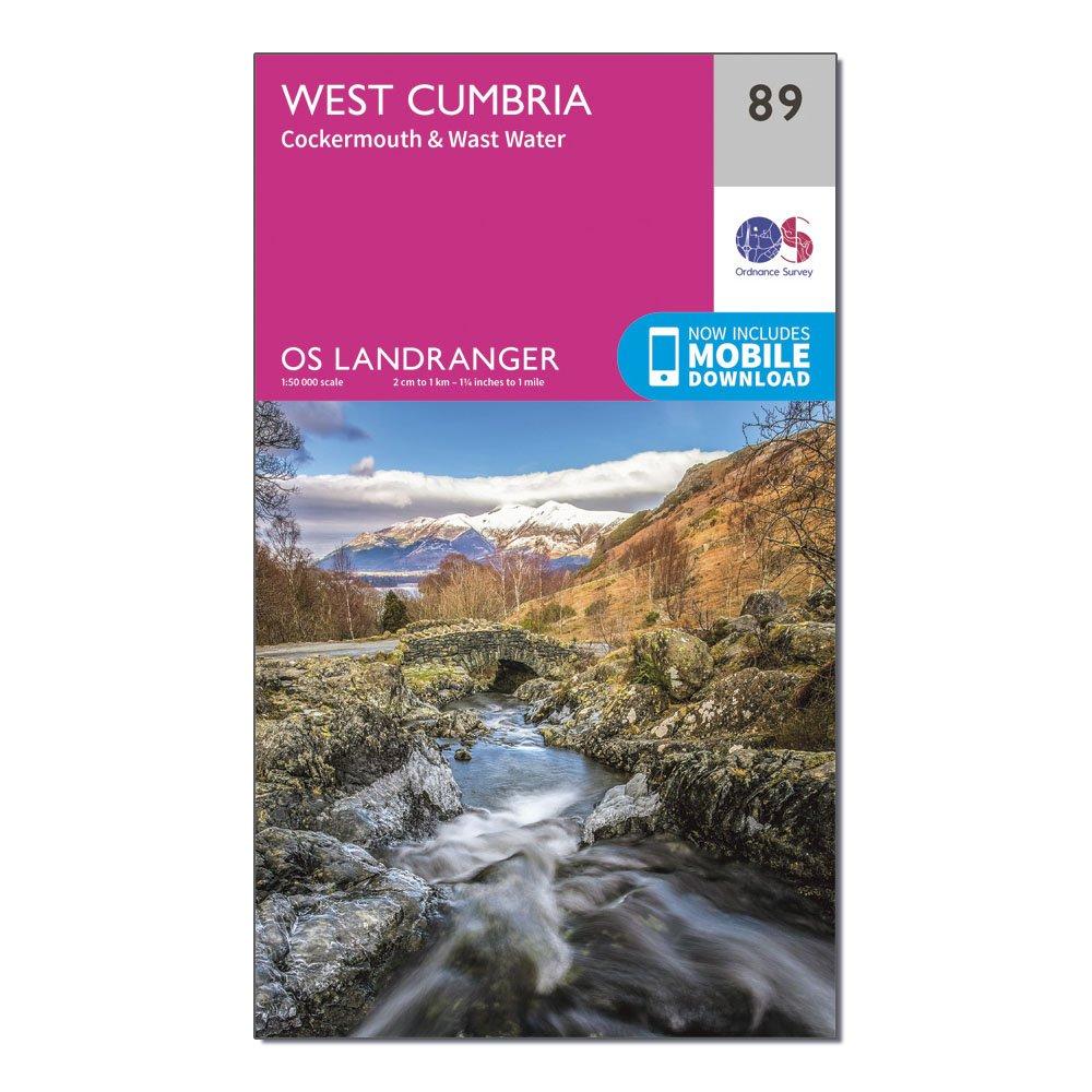 Image of Ordnance Survey Landranger 89 West Cumbria, Cockermouth & Wast Water Map With Digital Version - Pink, Pink