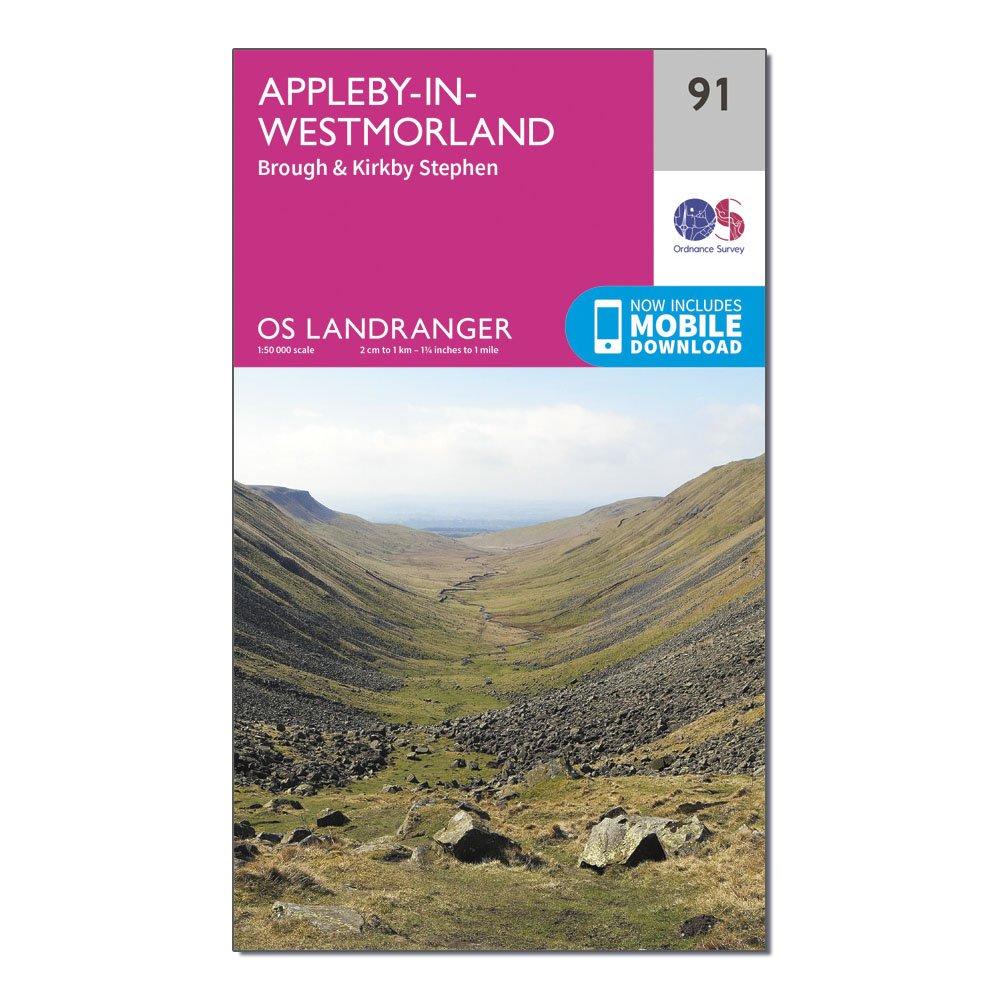 Image of Ordnance Survey Landranger 91 Appleby-In-Westmorland Map With Digital Version - Pink, Pink