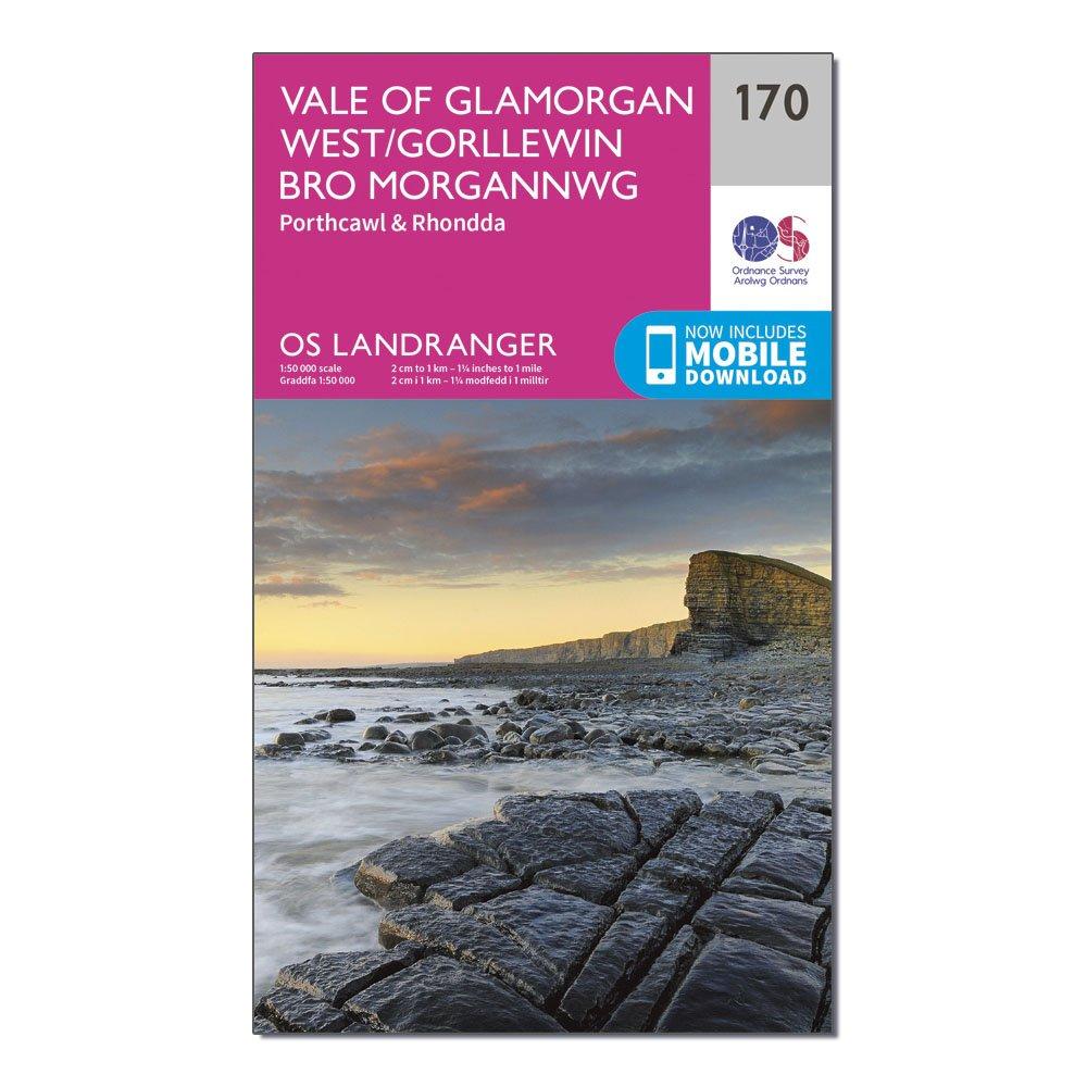 Landranger 170 Vale Of Glamorgan, Rhondda & Porthcawl Map With Digital Version - Pink, Pink