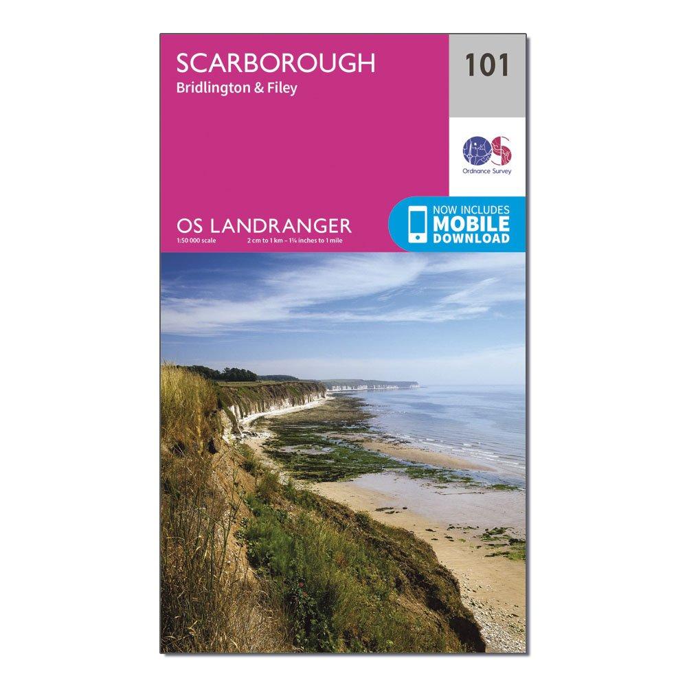 Image of Ordnance Survey Landranger 101 Scarborough, Bridlington & Filey Map With Digital Version - Pink, Pink