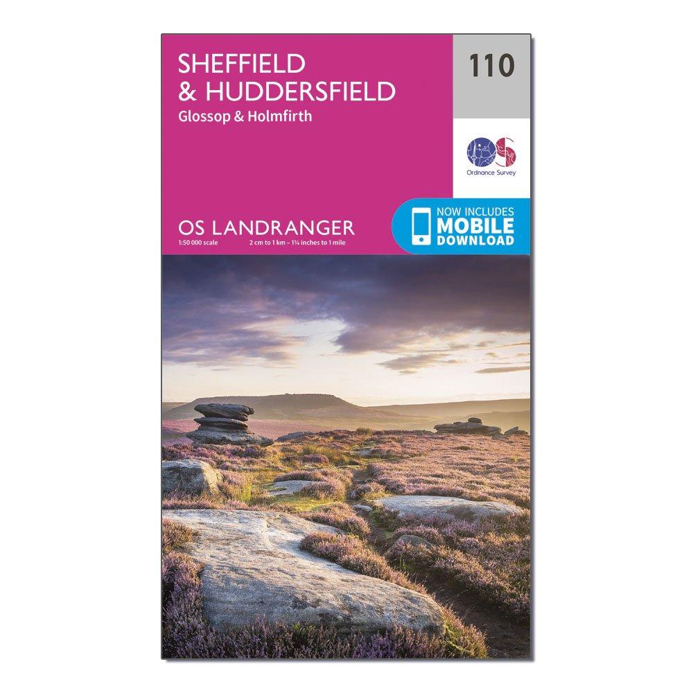 Landranger 110 Sheffield & Huddersfield, Glossop & Holmfirth Map With Digital Version, Pink
