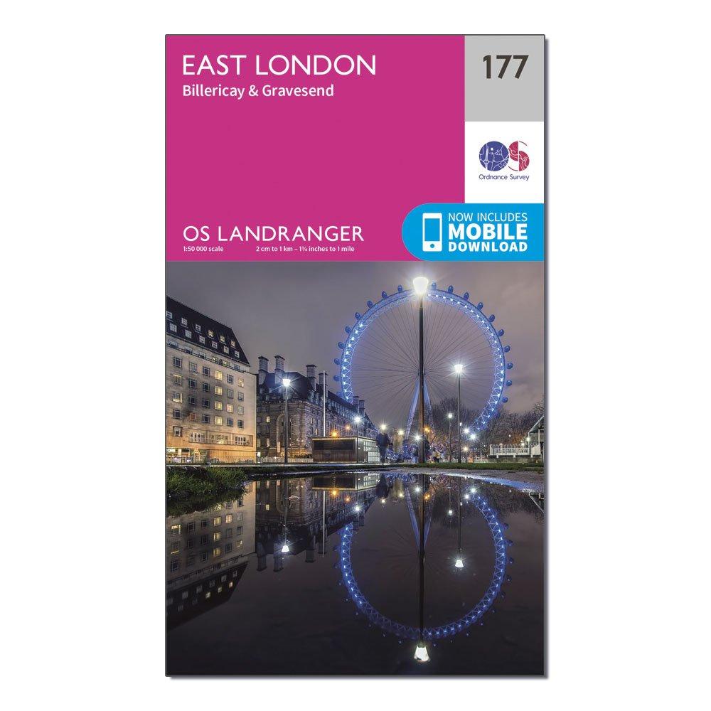 Image of Ordnance Survey Landranger 177 East London, Billericay & Gravesend Map With Digital Version - Pink, Pink