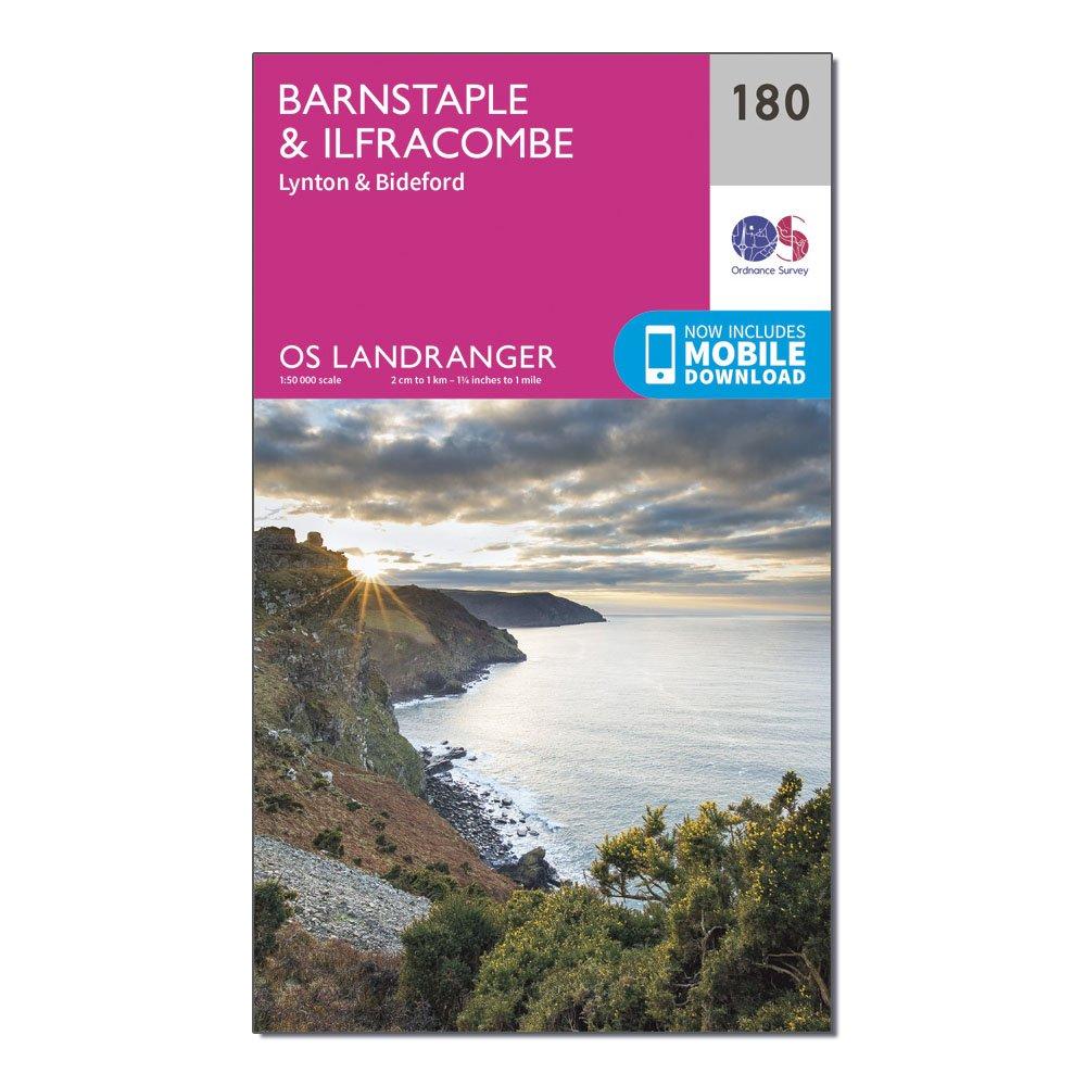 Landranger 180 Barnstaple & Ilfracombe, Lynton & Bideford Map With Digital Version - Pink, Pink