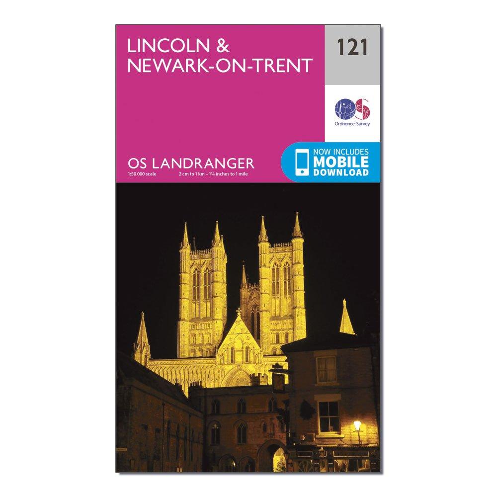 Image of Ordnance Survey Landranger 121 Lincoln & Newark-On-Trent Map With Digital Version - Pink, Pink