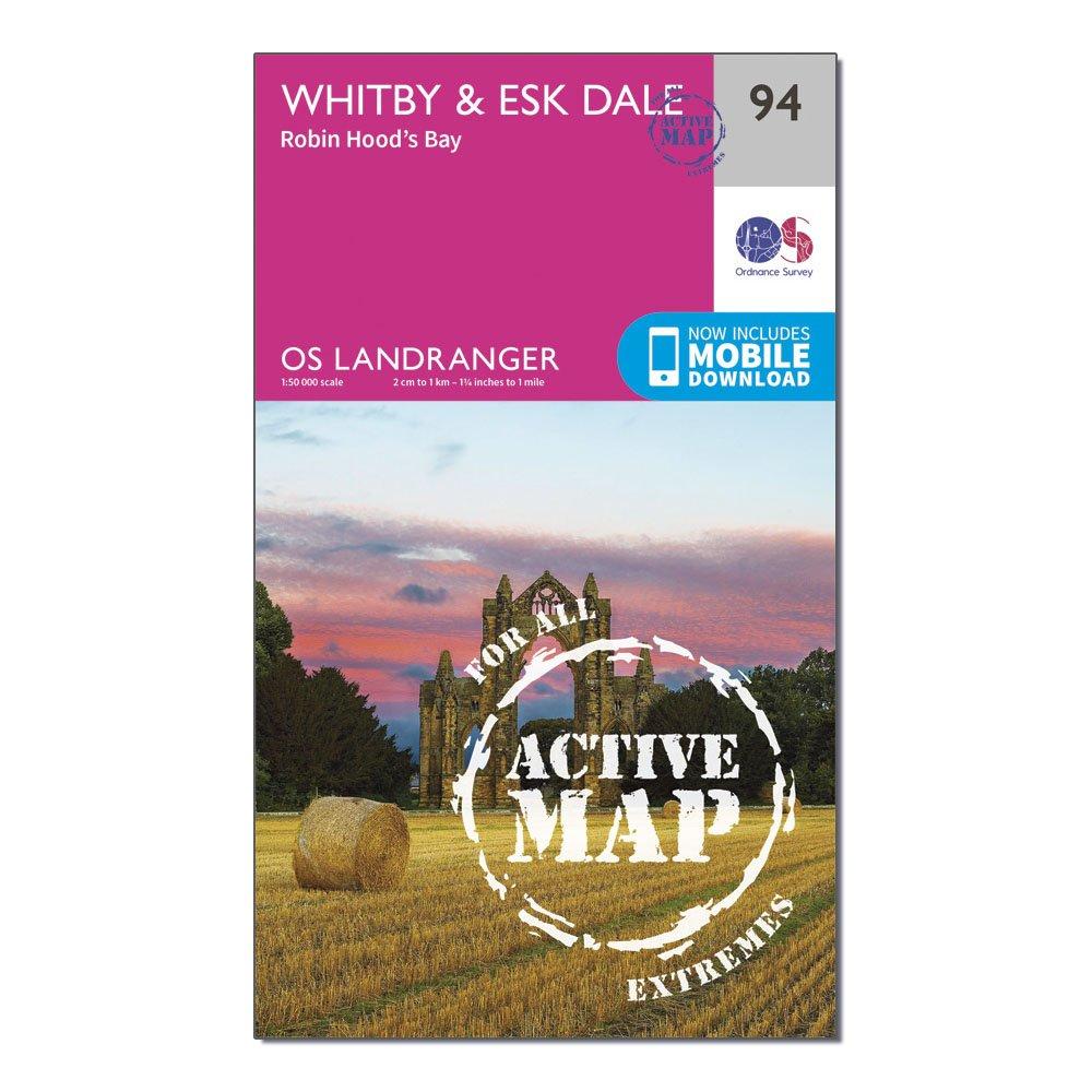 Landranger Active 94 Whitby, Esk Dale & Robin Hood's Bay Map With Digital Version - Pink, Pink