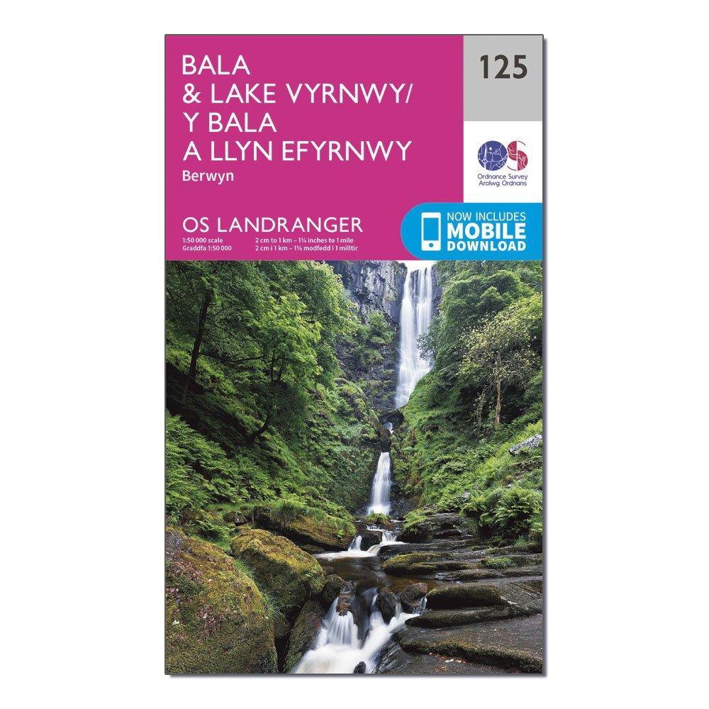 Landranger 125 Bala & Lake Vyrnwy, Berwyn Map With Digital Version, Pink