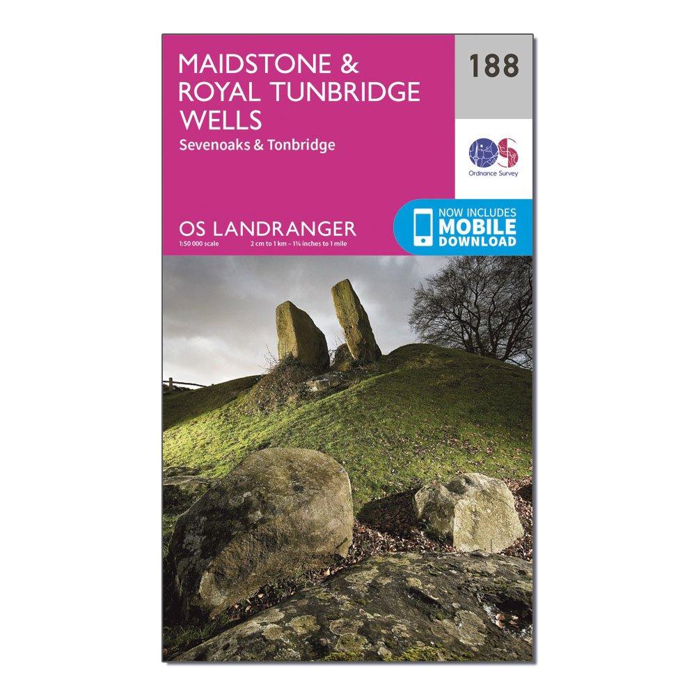 Image of Ordnance Survey Landranger 188 Maidstone & Royal Tunbridge Wells Map With Digital Version - Pink, Pink