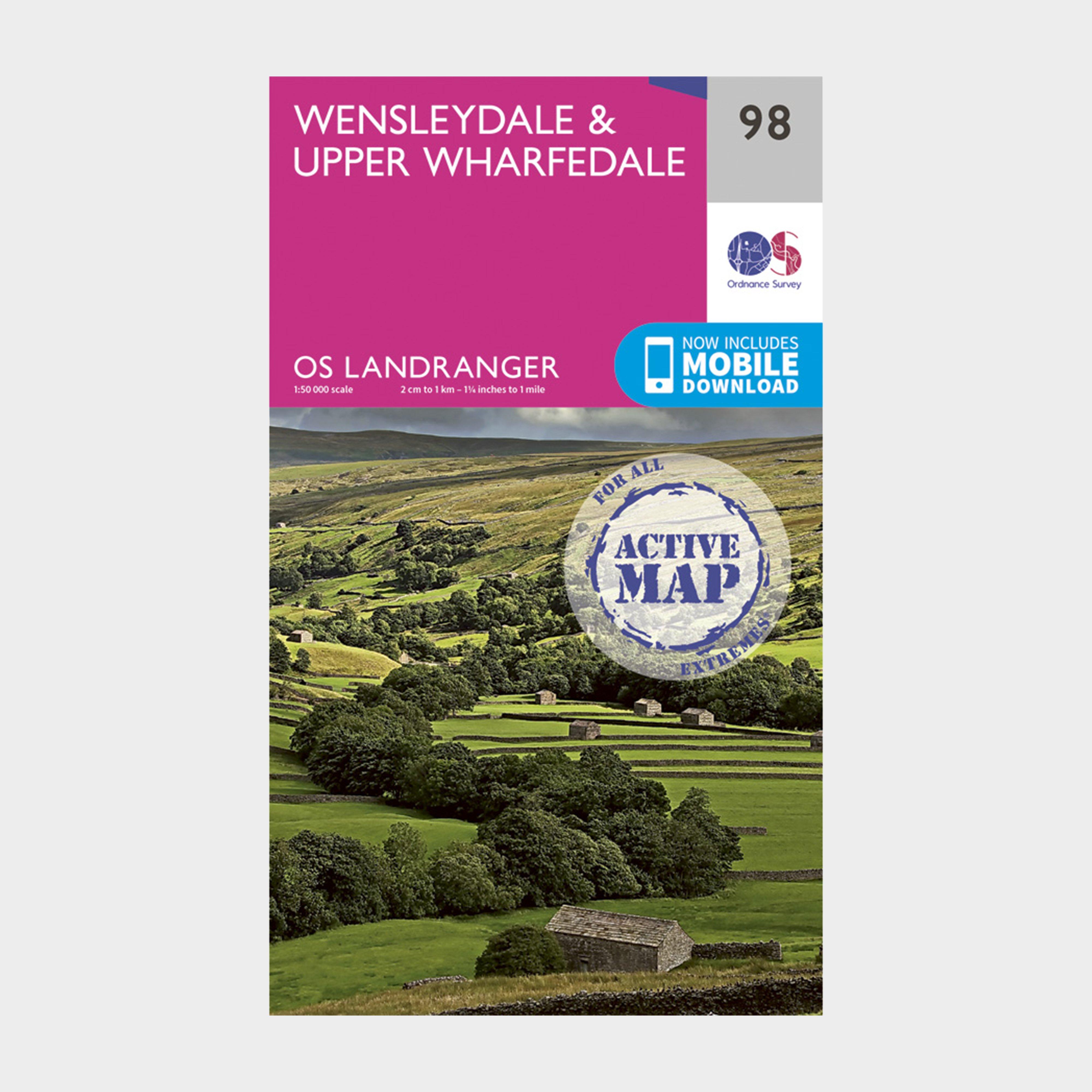 Landranger Active 98 Wensleydale & Upper Wharfedale Map With Digital Version - Pink, Pink