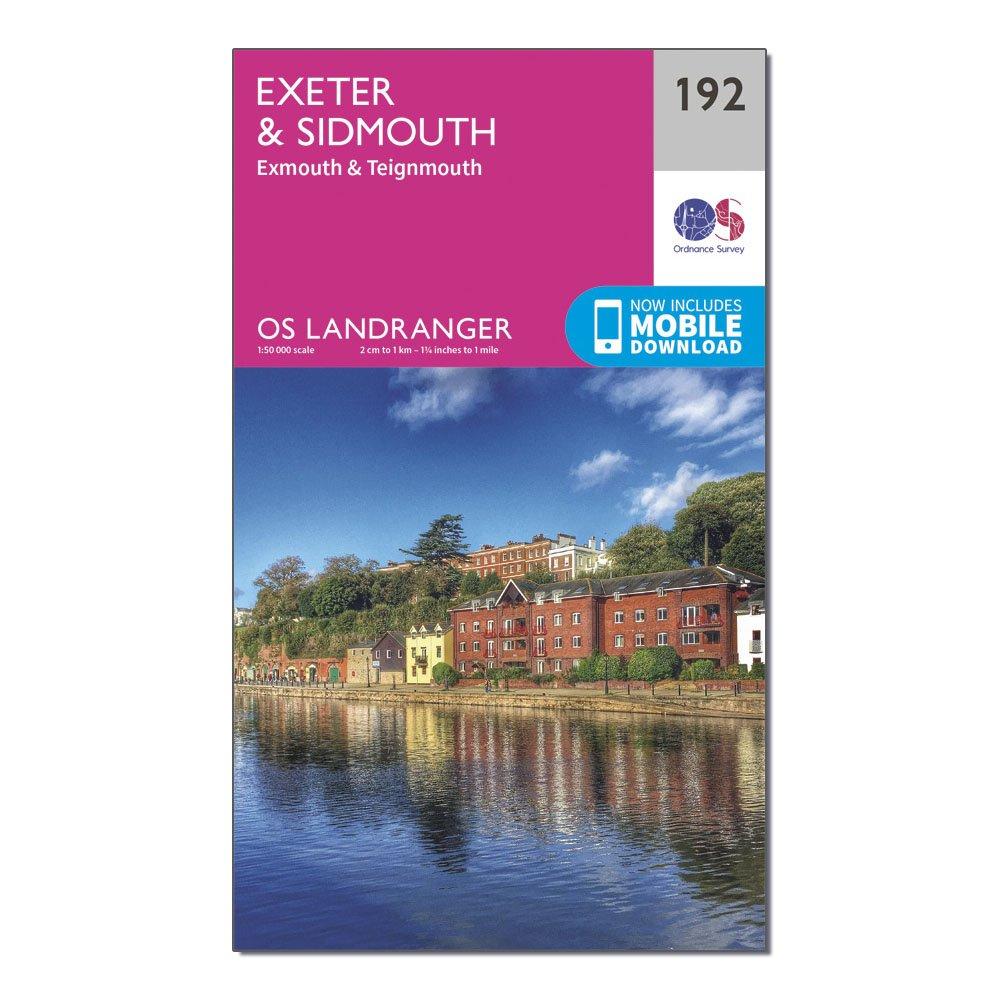 Image of Ordnance Survey Landranger 192 Exeter & Sidmouth, Exmouth & Teignmouth Map With Digital Version - Pink, Pink