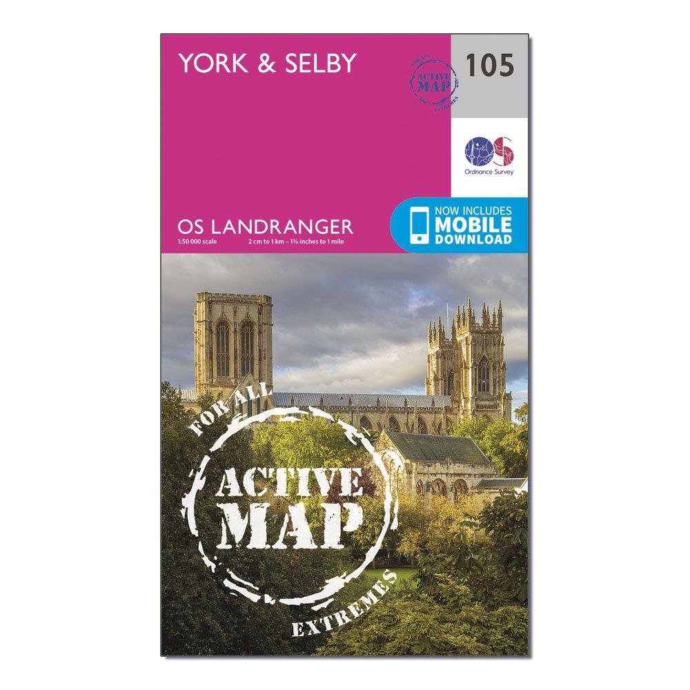 Landranger Active 105 York & Selby Map With Digital Version, Pink