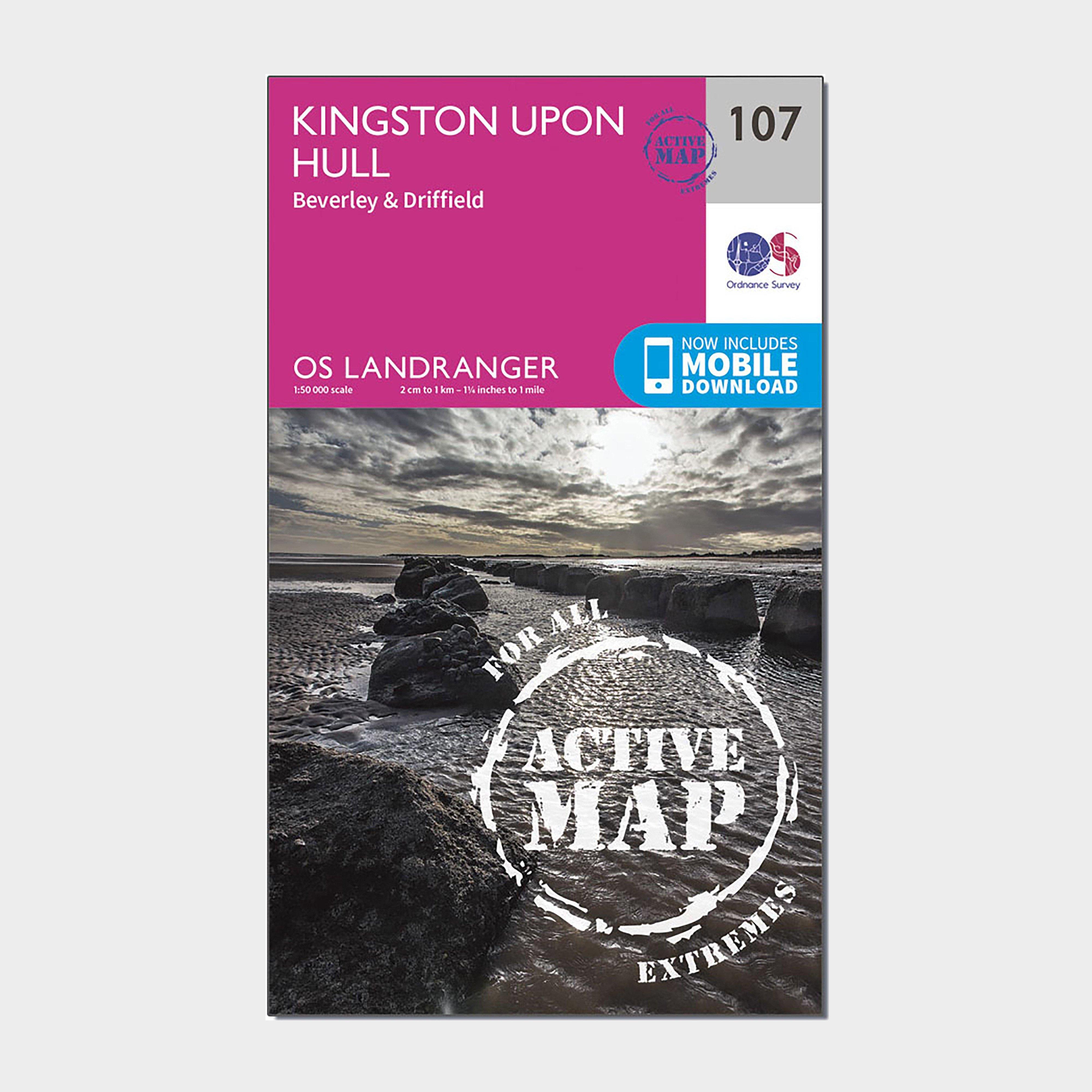 Landranger Active 107 Kingston upon Hull, Beverley & Driffield Map With Digital Version, Pink