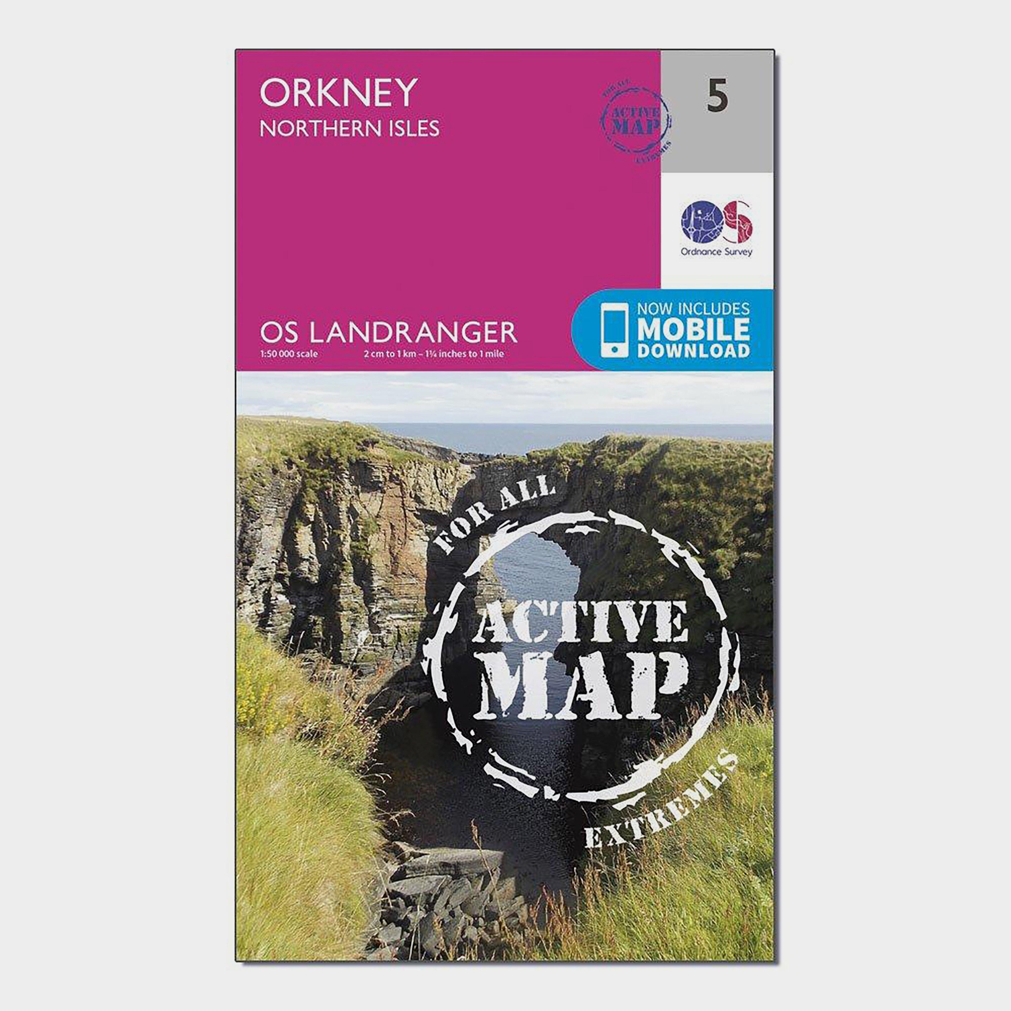 Landranger Active 5 Orkney Northern Isles Map With Digital Version, Pink