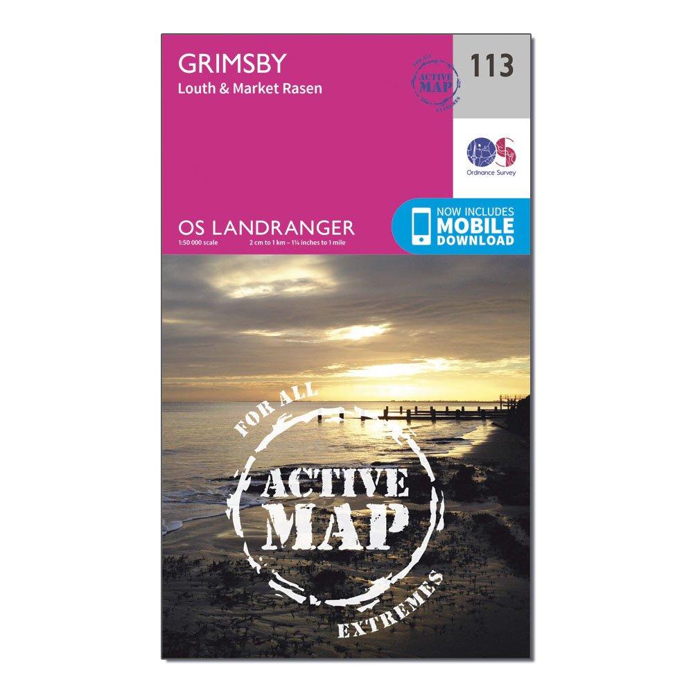 Landranger Active 113 Grimsby, Louth & Market Rasen Map With Digital Version, Pink