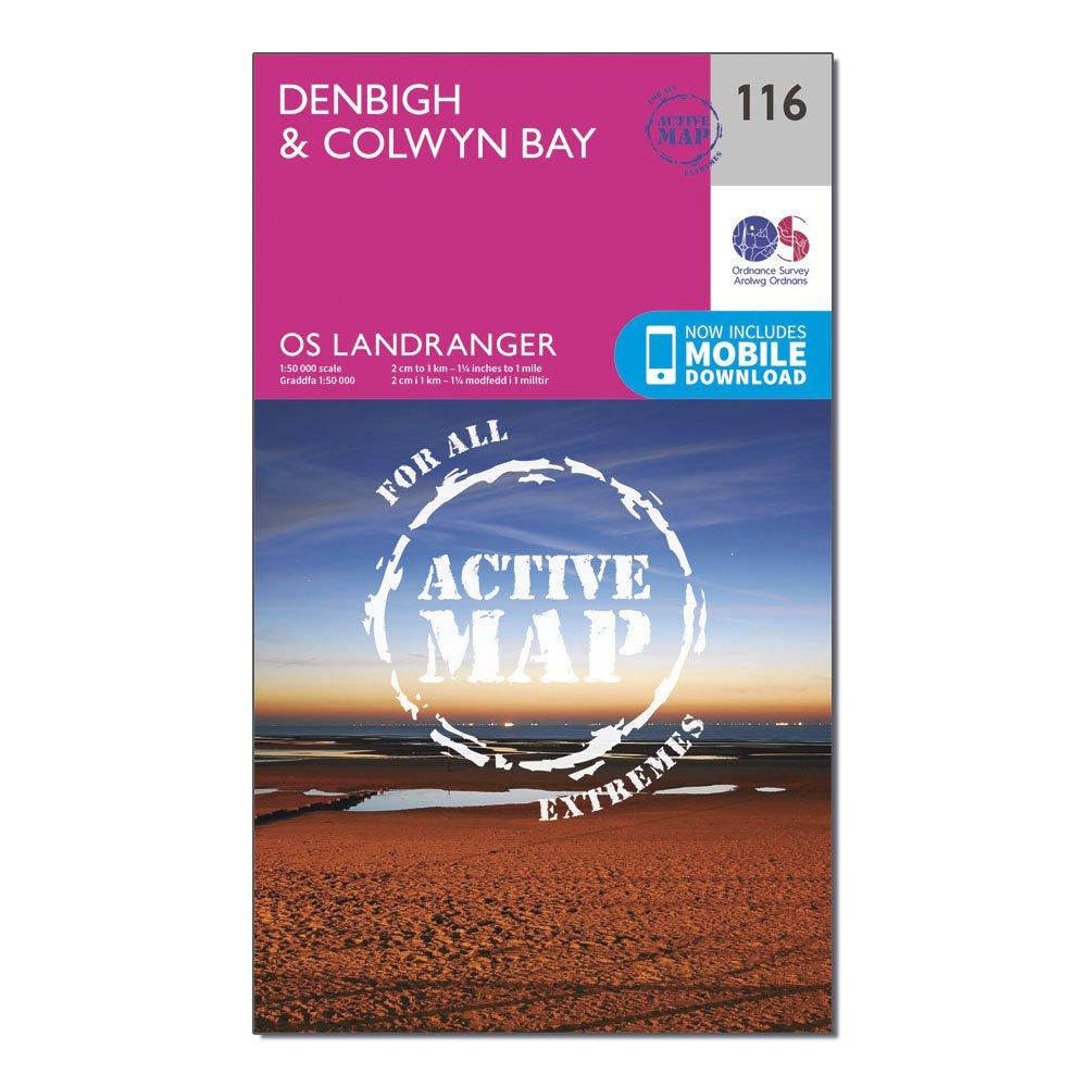 Landranger Active 116 Denbigh & Colwyn Bay Map With Digital Version, Pink