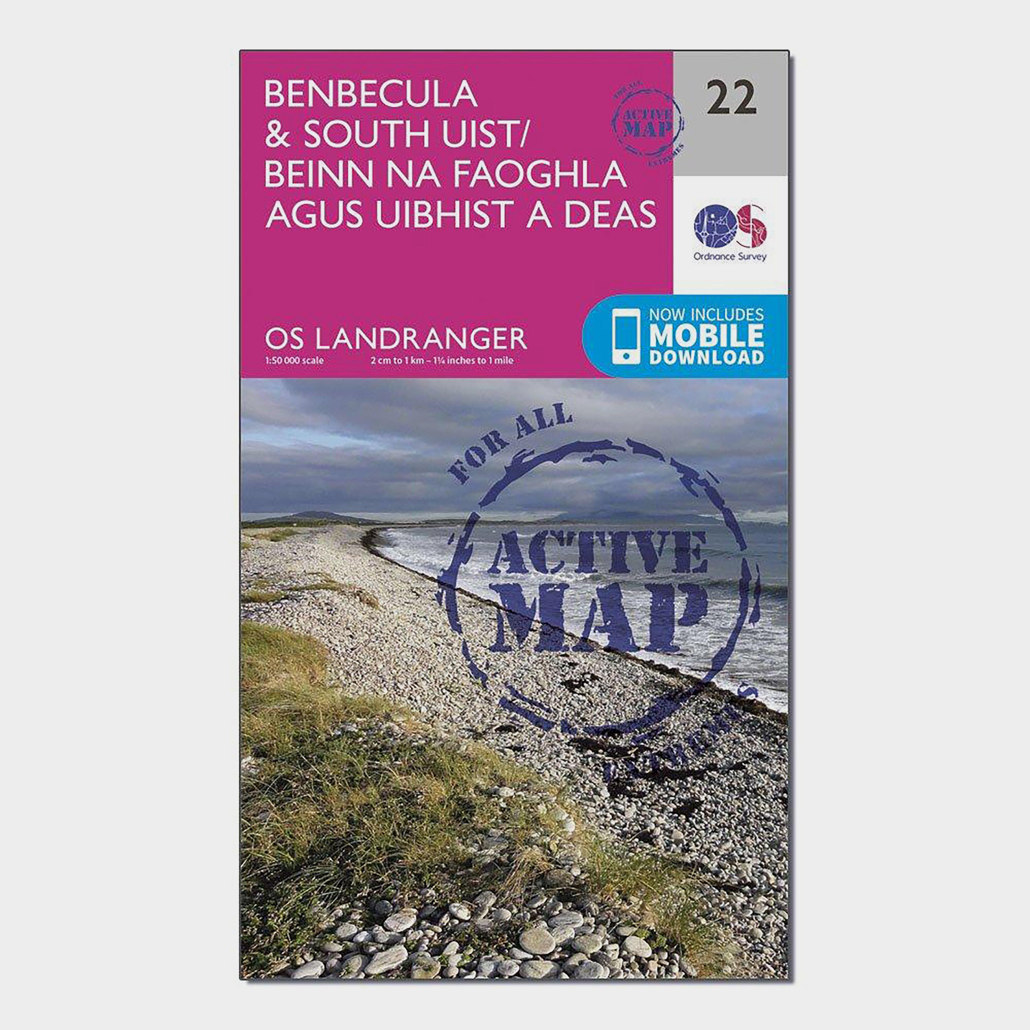 Landranger Active 22 Benbecula & South Uist Map With Digital Version, Pink