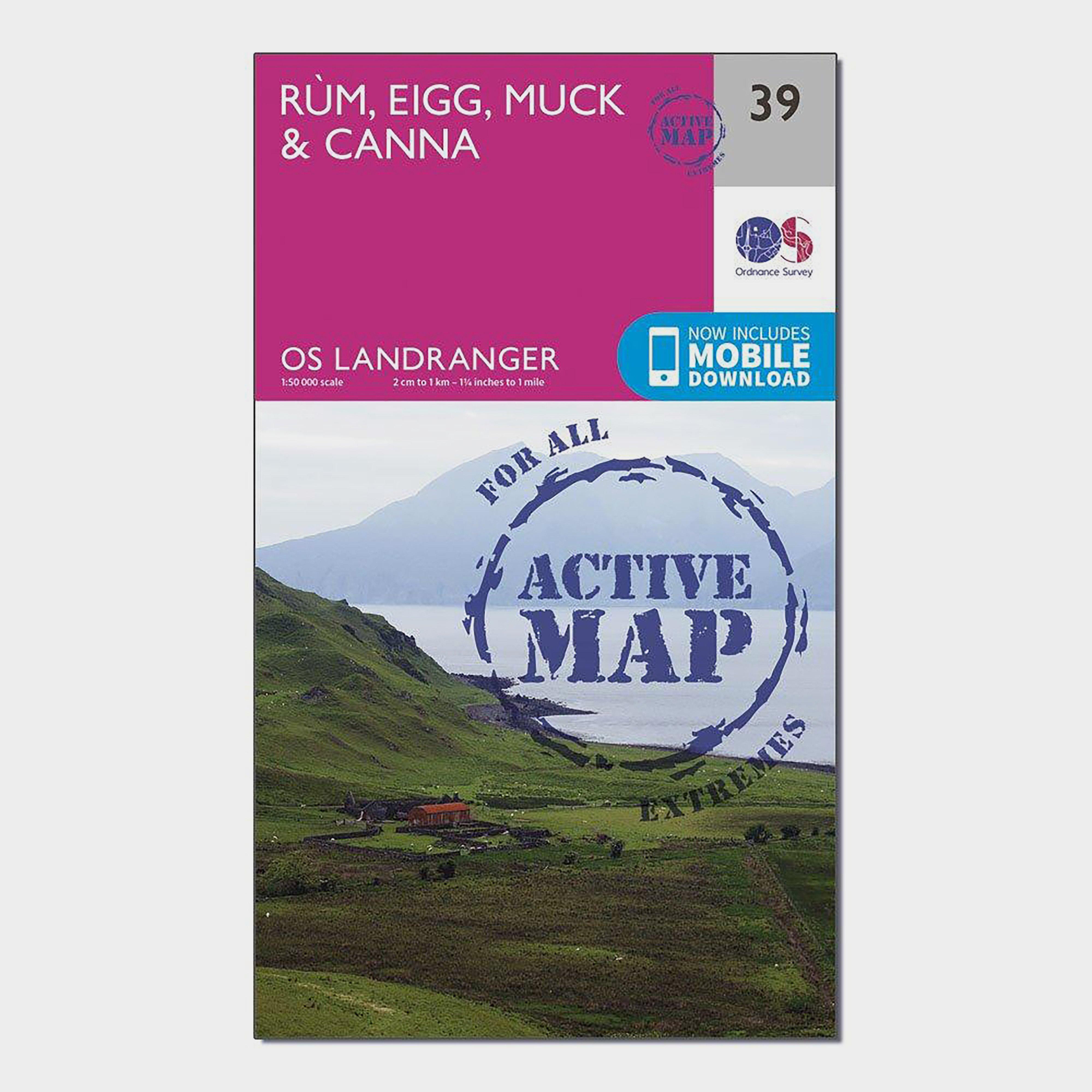 Landranger Active 39 Rum, Eigg & Muck Map With Digital Version - Pink, Pink