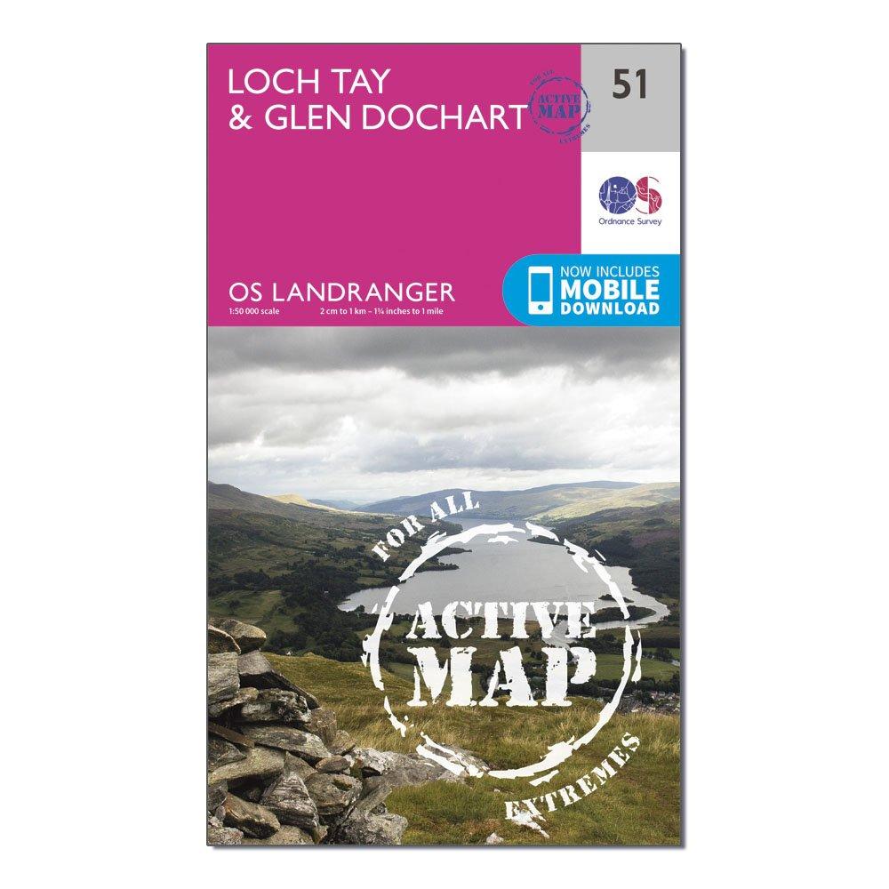 Landranger Active 51 Loch Tay & Glen Dochart Map With Digital Version, Pink
