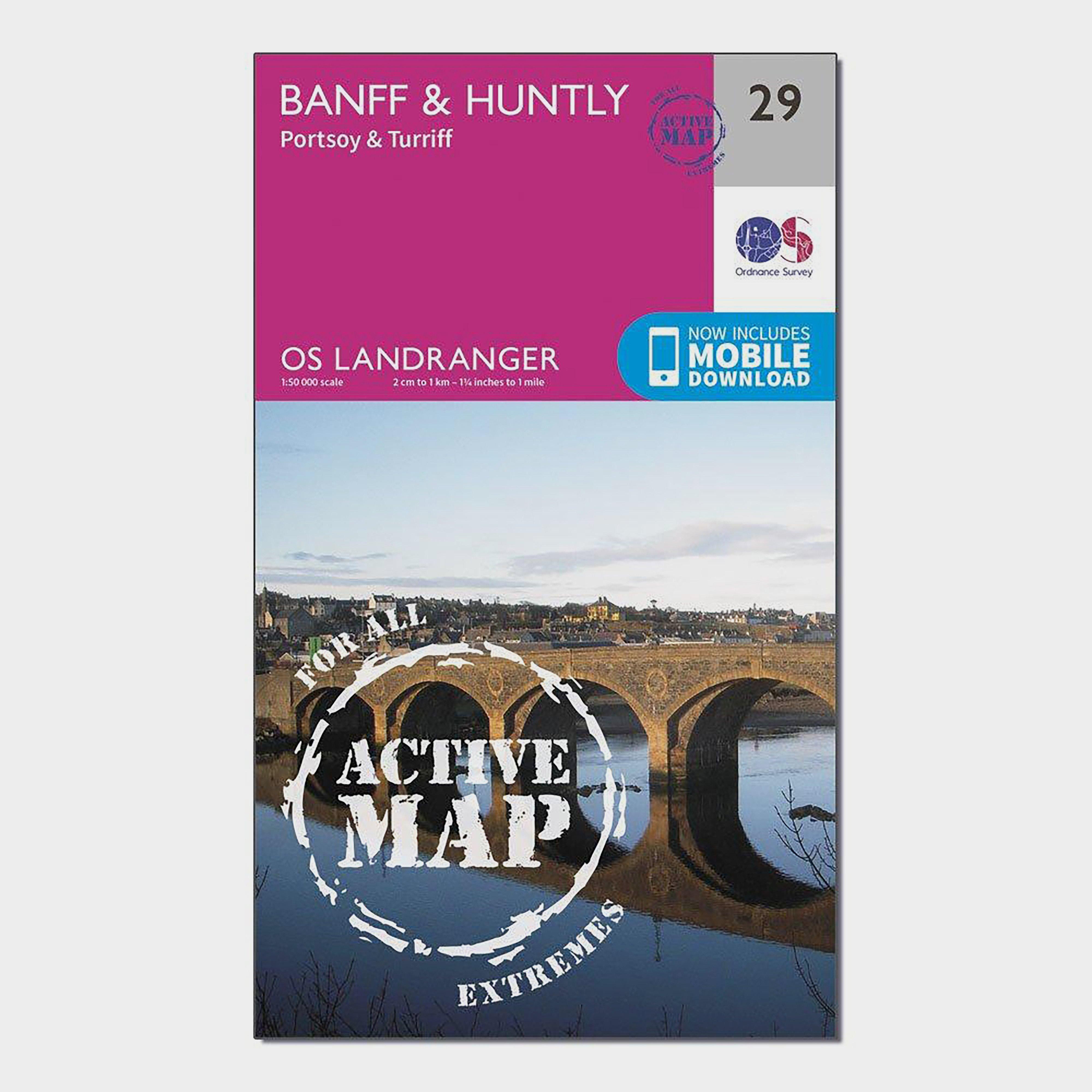 Landranger Active 29 Banff & Huntly, Portsoy & Turriff Map With Digital Version - Pink, Pink