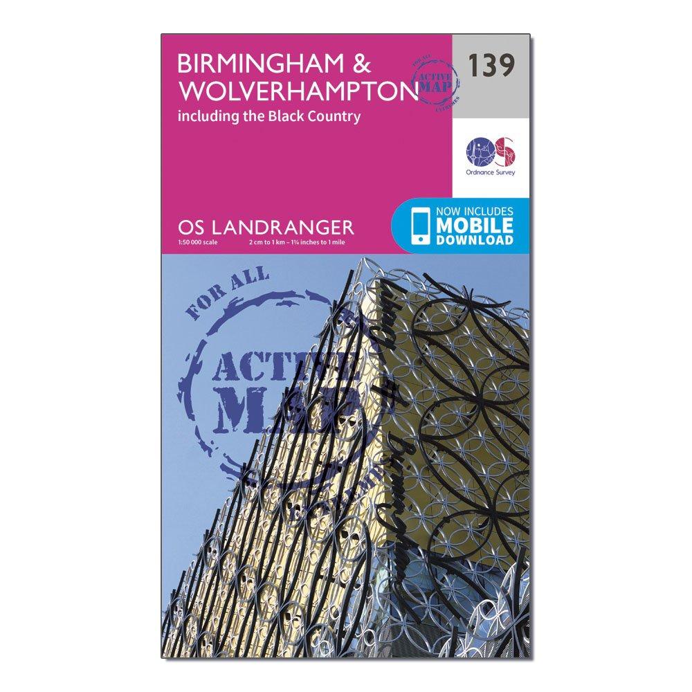 Landranger Active 139 Birmingham & Wolverhampton Map With Digital Version, Pink