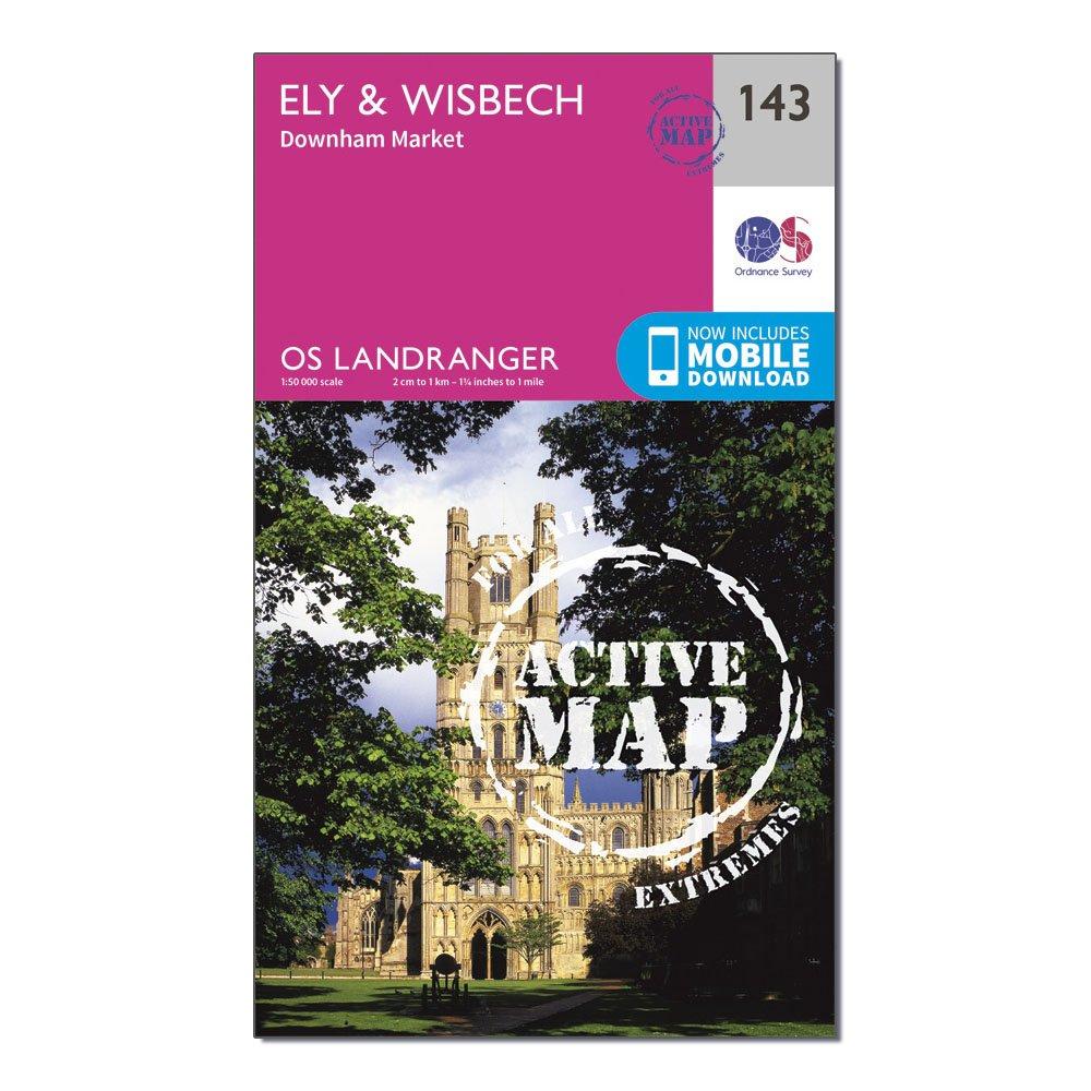 Landranger Active 143 Ely & Wisbech, Downham Market Map With Digital Version - Pink, Pink